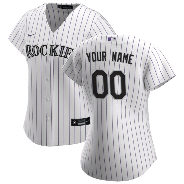 Women’s Colorado Rockies Nike White Home Replica Custom Jersey