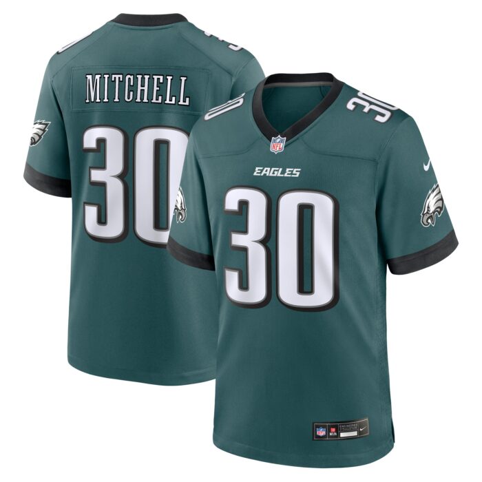 Men’s Philadelphia Eagles Quinyon Mitchell Nike Midnight Green 2024 NFL Draft First Round Pick Player Game Jersey