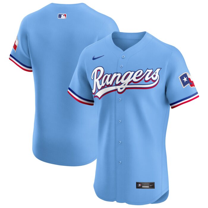 Men’s Texas Rangers Nike Light Blue Alternate Vapor Premier Elite Patch Jersey