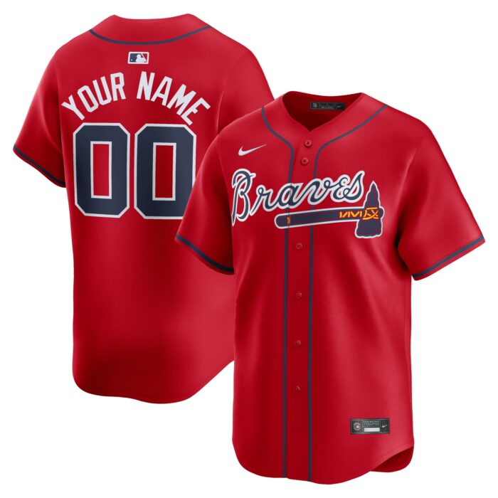 Men’s Atlanta Braves  Nike Red  Alternate Limited Custom Jersey