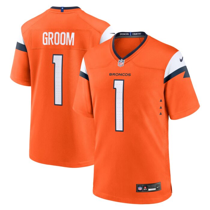 Men’s Denver Broncos Number 1 Groom Nike Orange Game Jersey