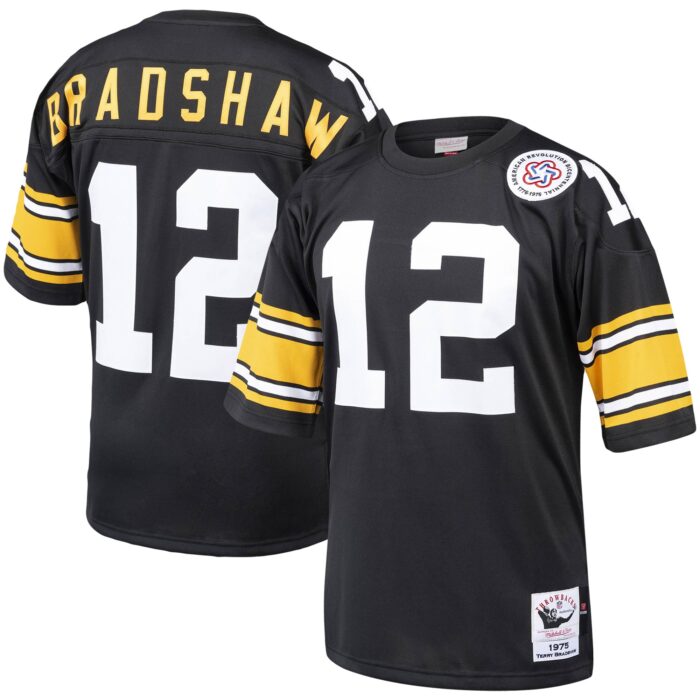 Men’s Pittsburgh Steelers Terry Bradshaw Mitchell & Ness Black Authentic Throwback Retired Player Jersey