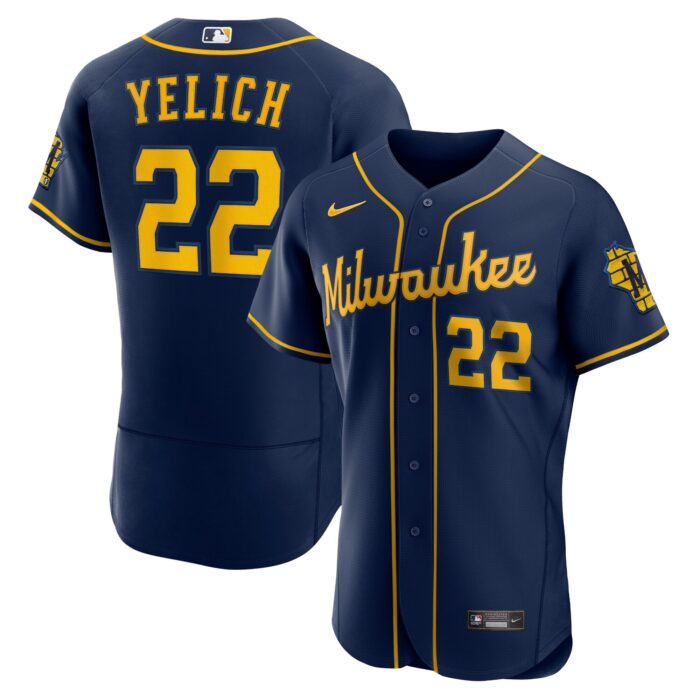 Men’s Milwaukee Brewers Christian Yelich Nike Navy Alternate Authentic Player Jersey