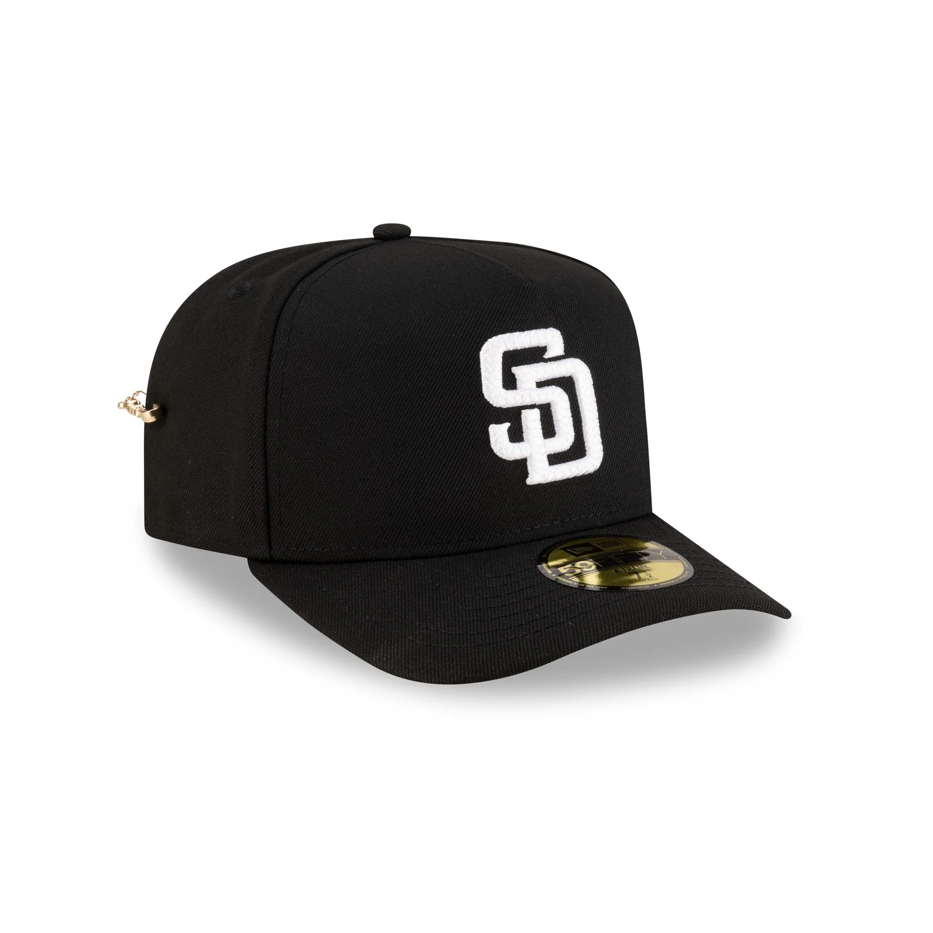 San Diego Padres Black Script Safety Pin 59FIFTY A-Frame Fitted Hat