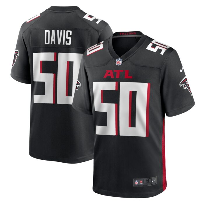 Men’s Atlanta Falcons Tae Davis Nike Black Team Game Jersey