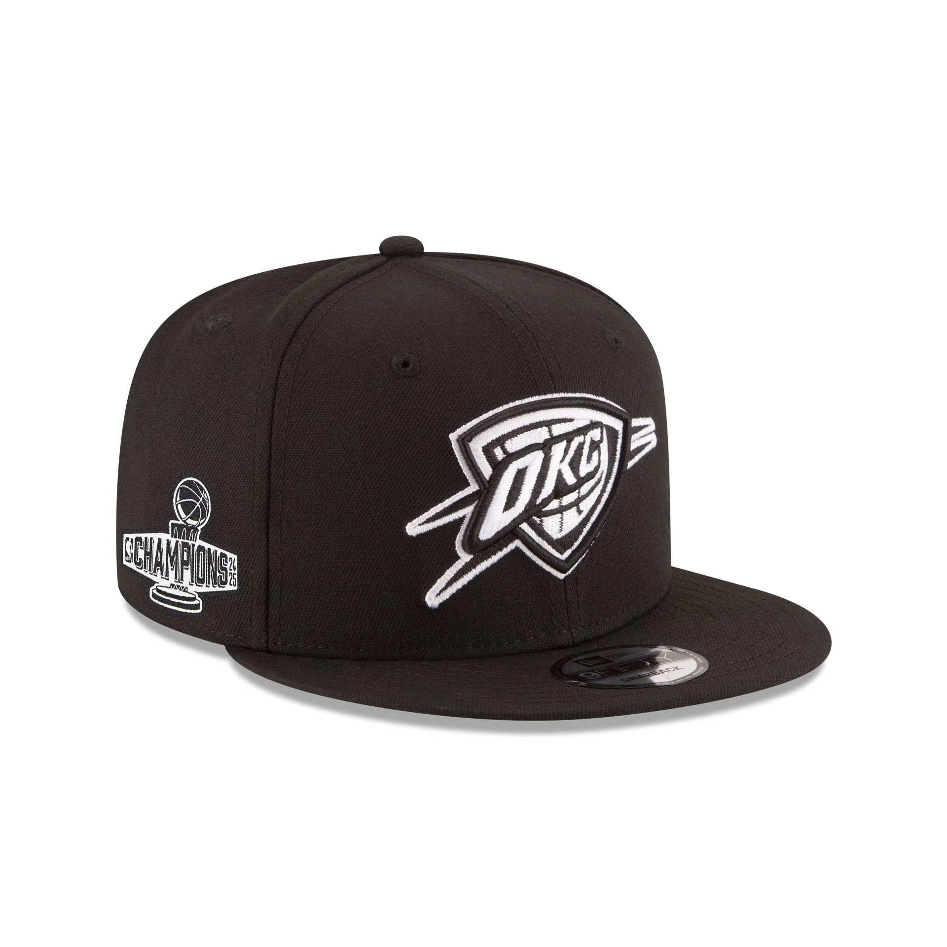 Oklahoma City Thunder 2025 NBA Champions Black & White 9FIFTY Snapback Hat