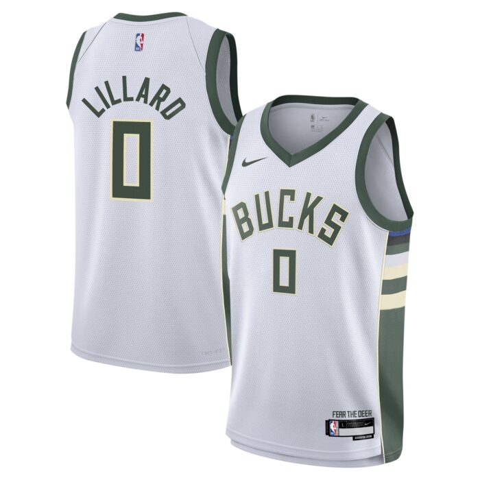 Youth Milwaukee Bucks Damian Lillard Nike White Swingman Jersey – Association Edition