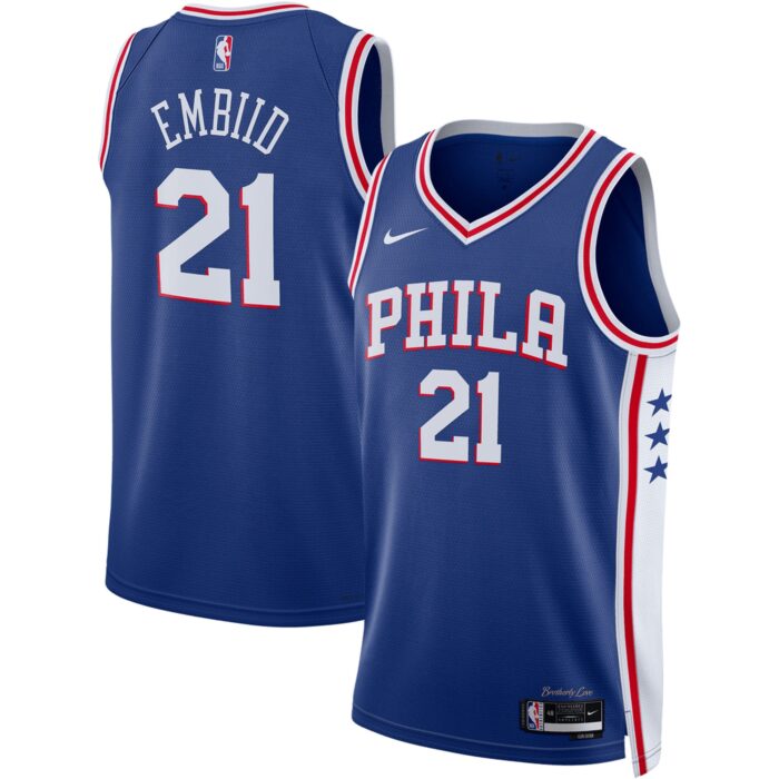 Unisex Philadelphia 76ers Joel Embiid Nike Royal Swingman Jersey – Icon Edition