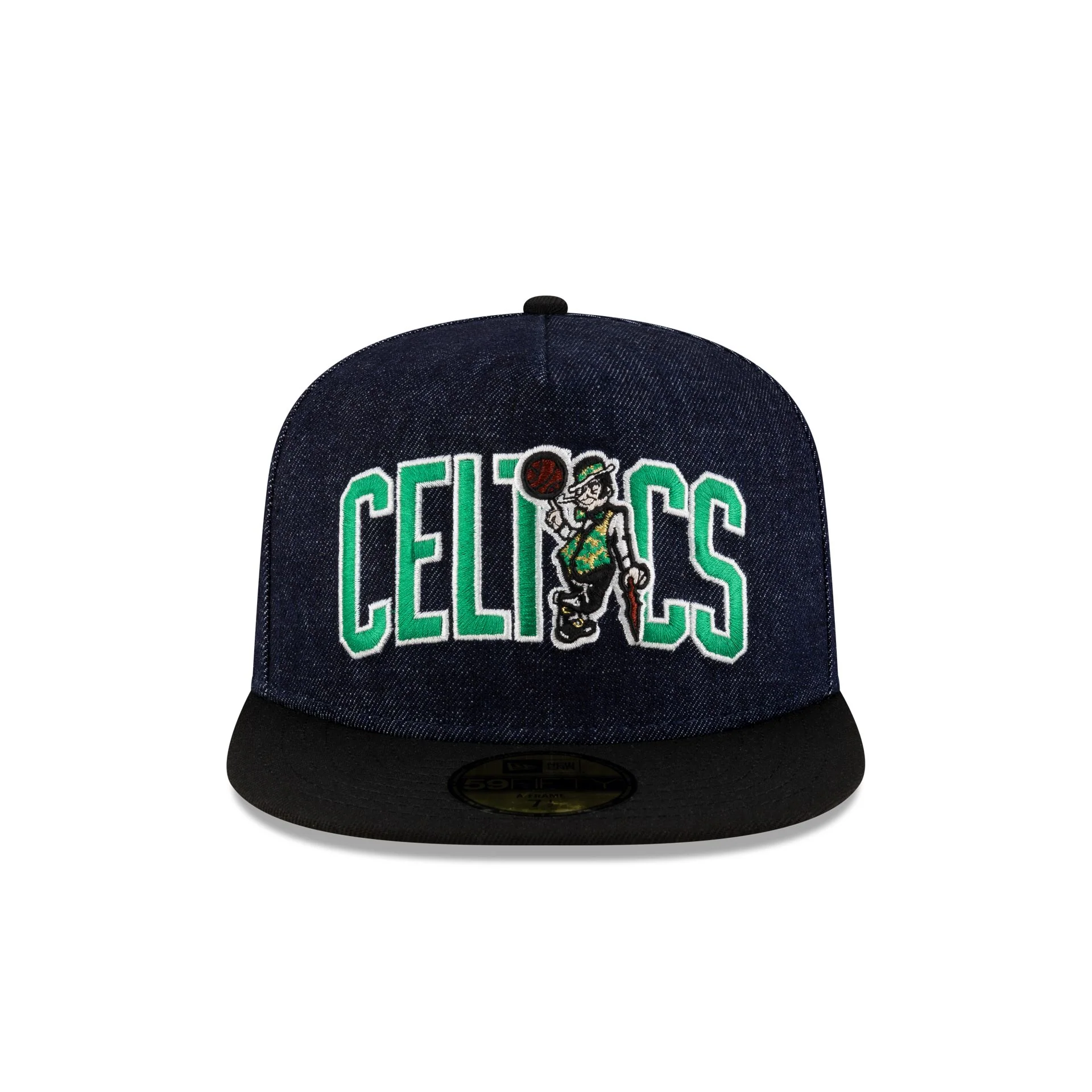 Boston Celtics Navy Denim 59FIFTY A-Frame Fitted Hat