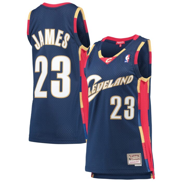 Women’s Cleveland Cavaliers LeBron James Mitchell & Ness Navy Hardwood Classics Swingman Jersey