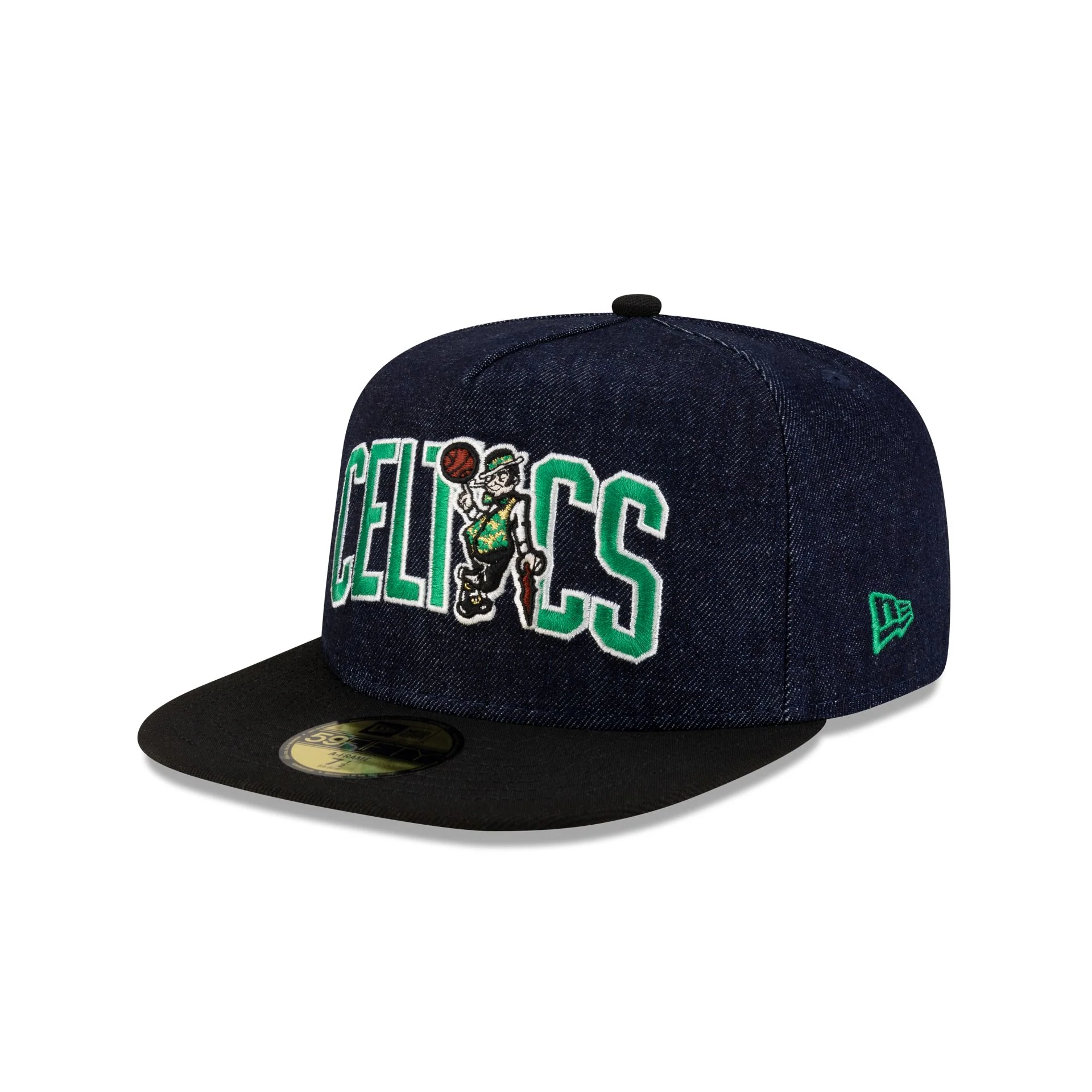 Boston Celtics Navy Denim 59FIFTY A-Frame Fitted Hat