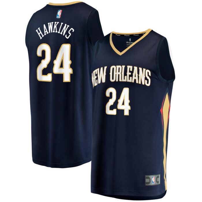Youth New Orleans Pelicans Jordan Hawkins Fanatics Navy Fast Break Replica Jersey – Icon Edition