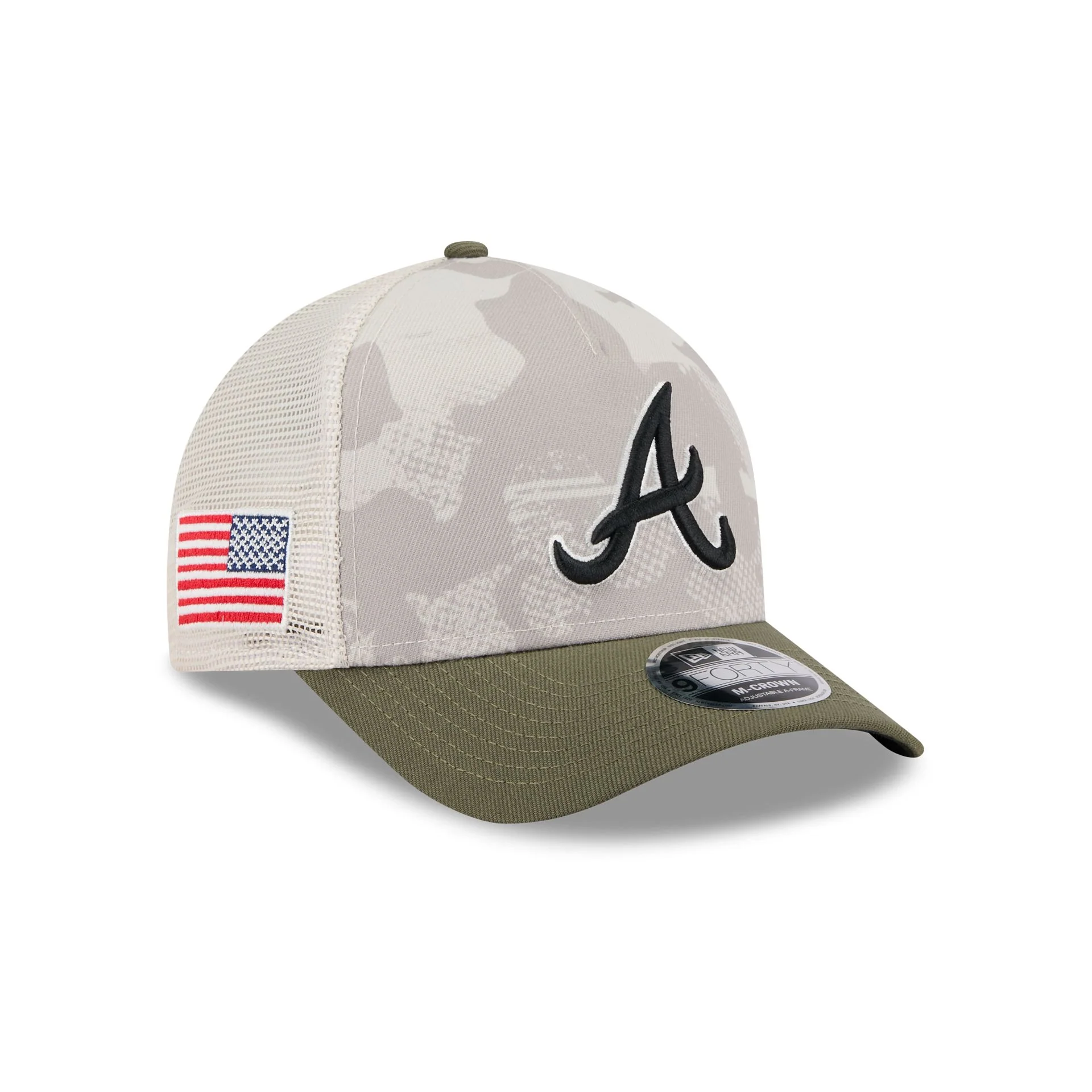 Atlanta Braves Armed Forces Day 2025 9FORTY M-Crown A-Frame Trucker Hat