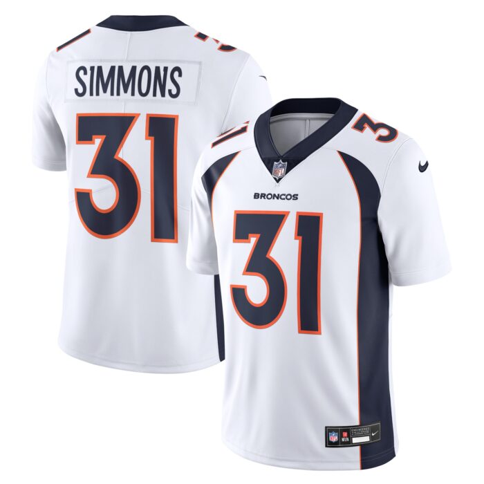 Men’s Denver Broncos Justin Simmons Nike White Vapor Untouchable Limited Jersey