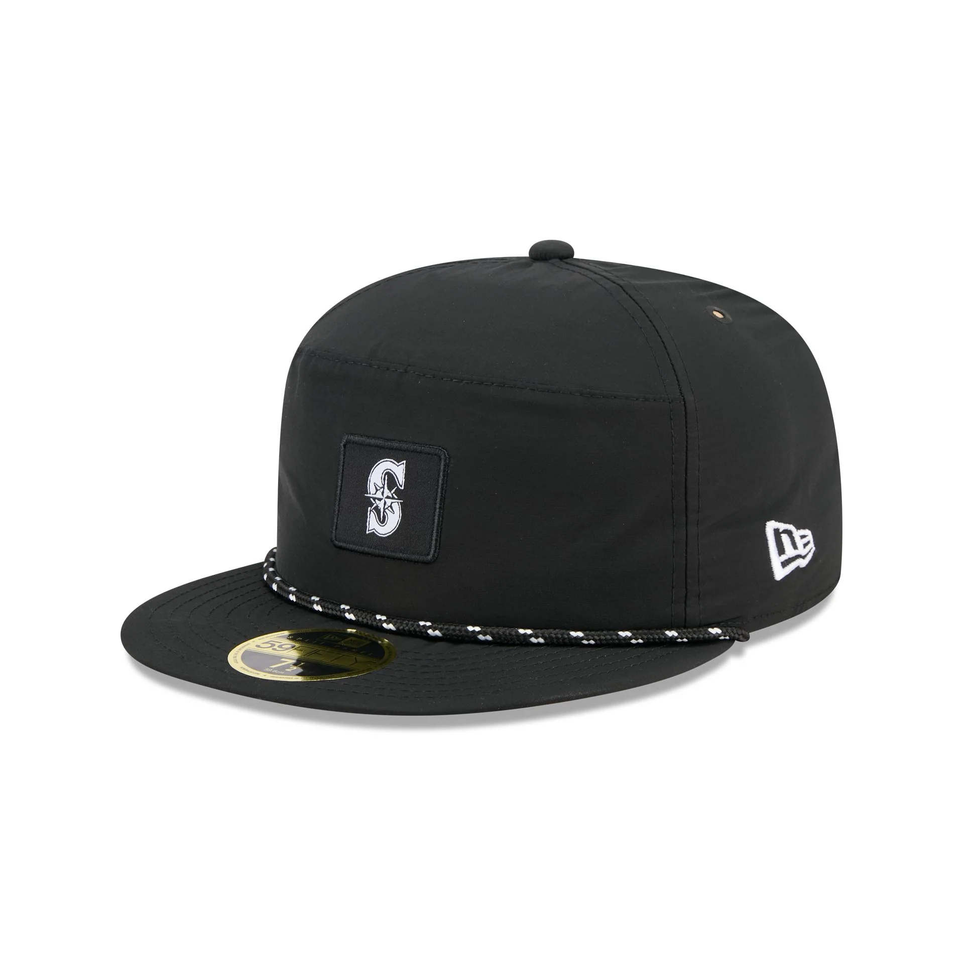 Seattle Mariners Black Poly Rope Split Panel 59FIFTY Fitted Hat