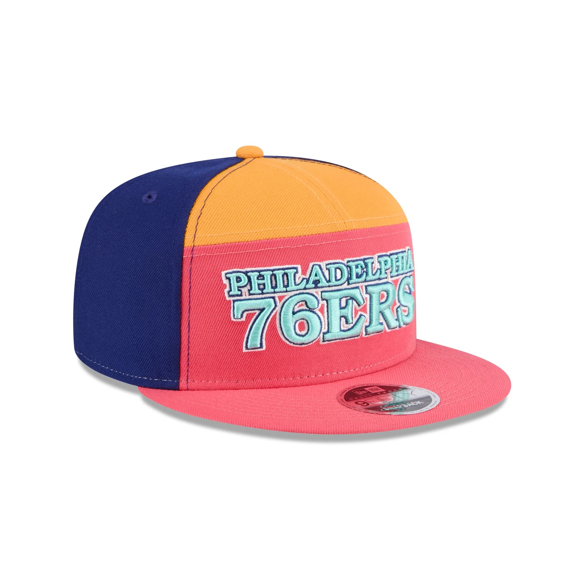 Philadelphia 76ers Coral Split Panel 9FIFTY Snapback Hat