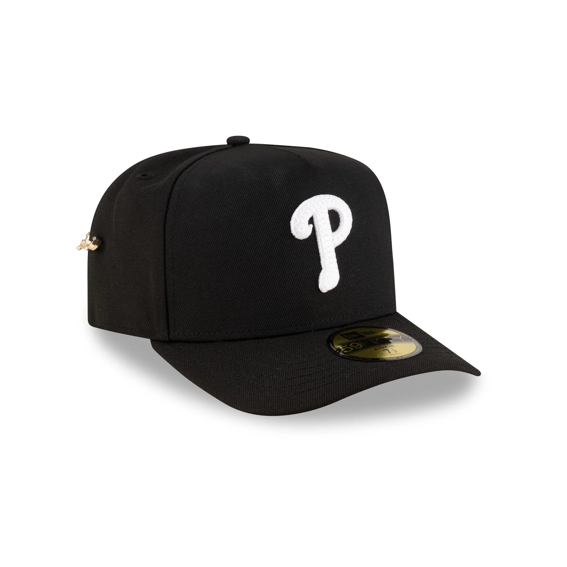 Philadelphia Phillies Black Script Safety Pin 59FIFTY A-Frame Fitted Hat