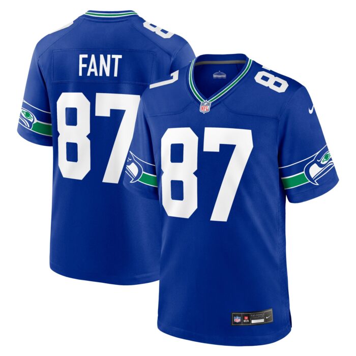 Men’s Seattle Seahawks Noah Fant Nike Royal Throwback Player Game Jersey