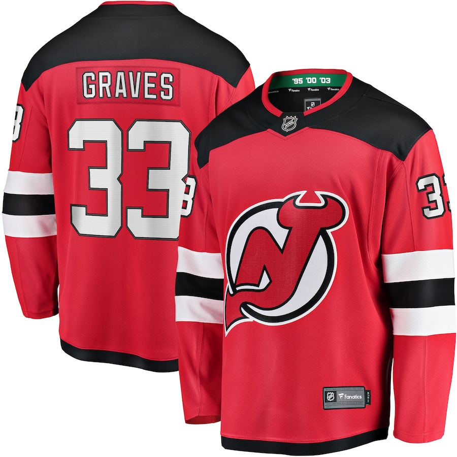 Men's New Jersey Devils 33 Ryan Graves Red Breakaway Player Jersey