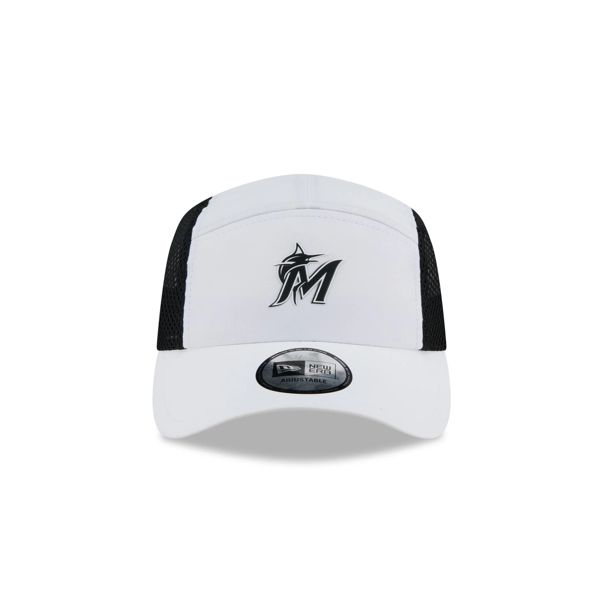 Miami Marlins White Poly Runner Adjustable Hat