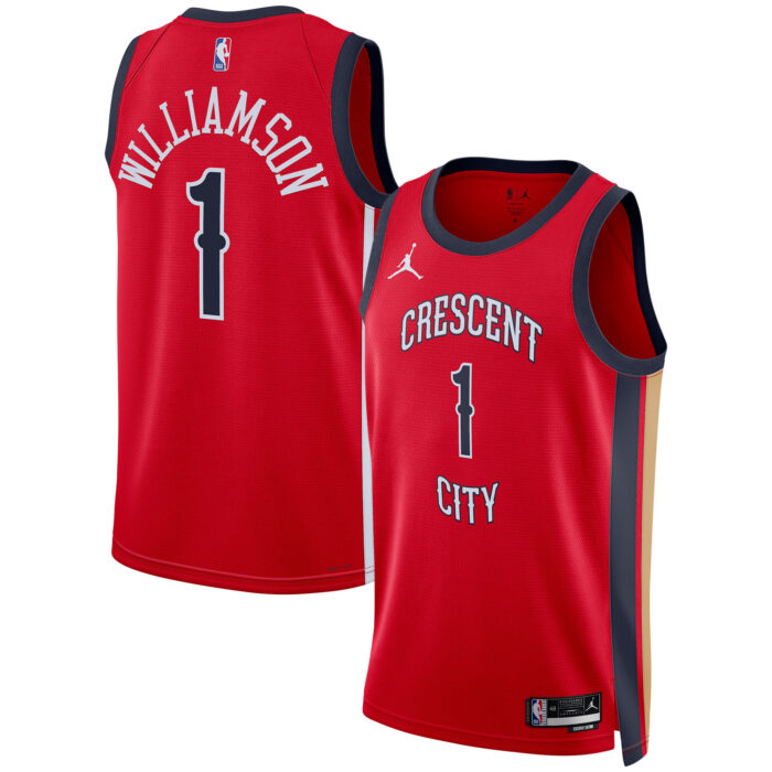 Unisex New Orleans Pelicans Zion Williamson Jordan Brand Red Swingman Jersey – Statement Edition