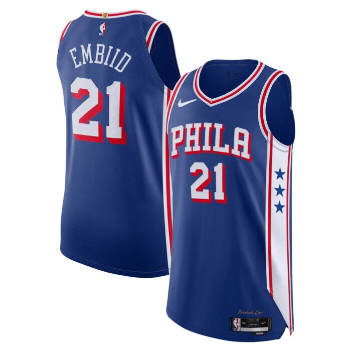 Men’s Philadelphia 76ers Joel Embiid Nike Royal Authentic Jersey – Icon Edition