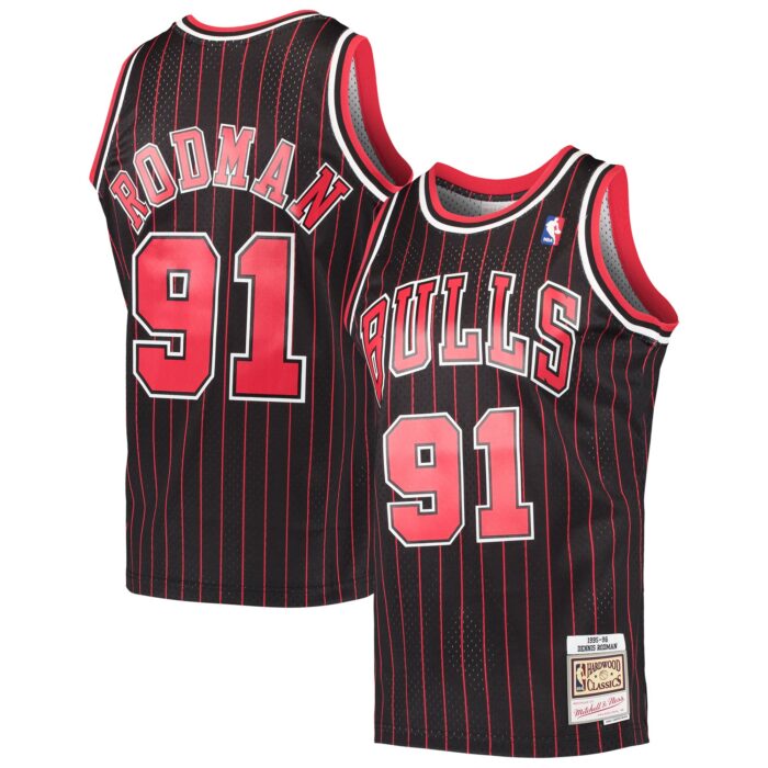 Men’s Chicago Bulls Dennis Rodman Mitchell & Ness Black Hardwood Classics Swingman Jersey