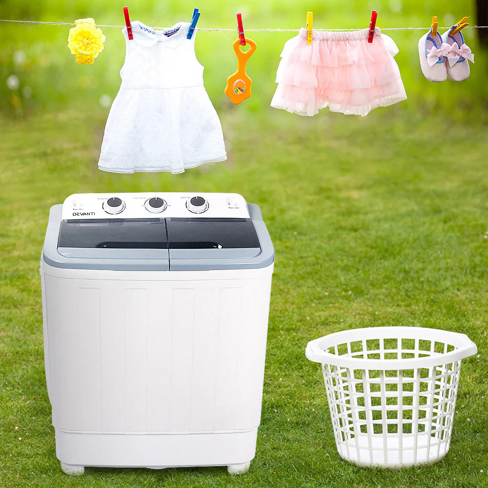 Portable Twin Tub Washing Machine 5KG with Timer - Devanti