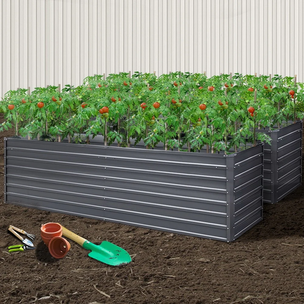 Galvanized Raised Garden Bed - 320x80x77cm Planter Box Greenfingers