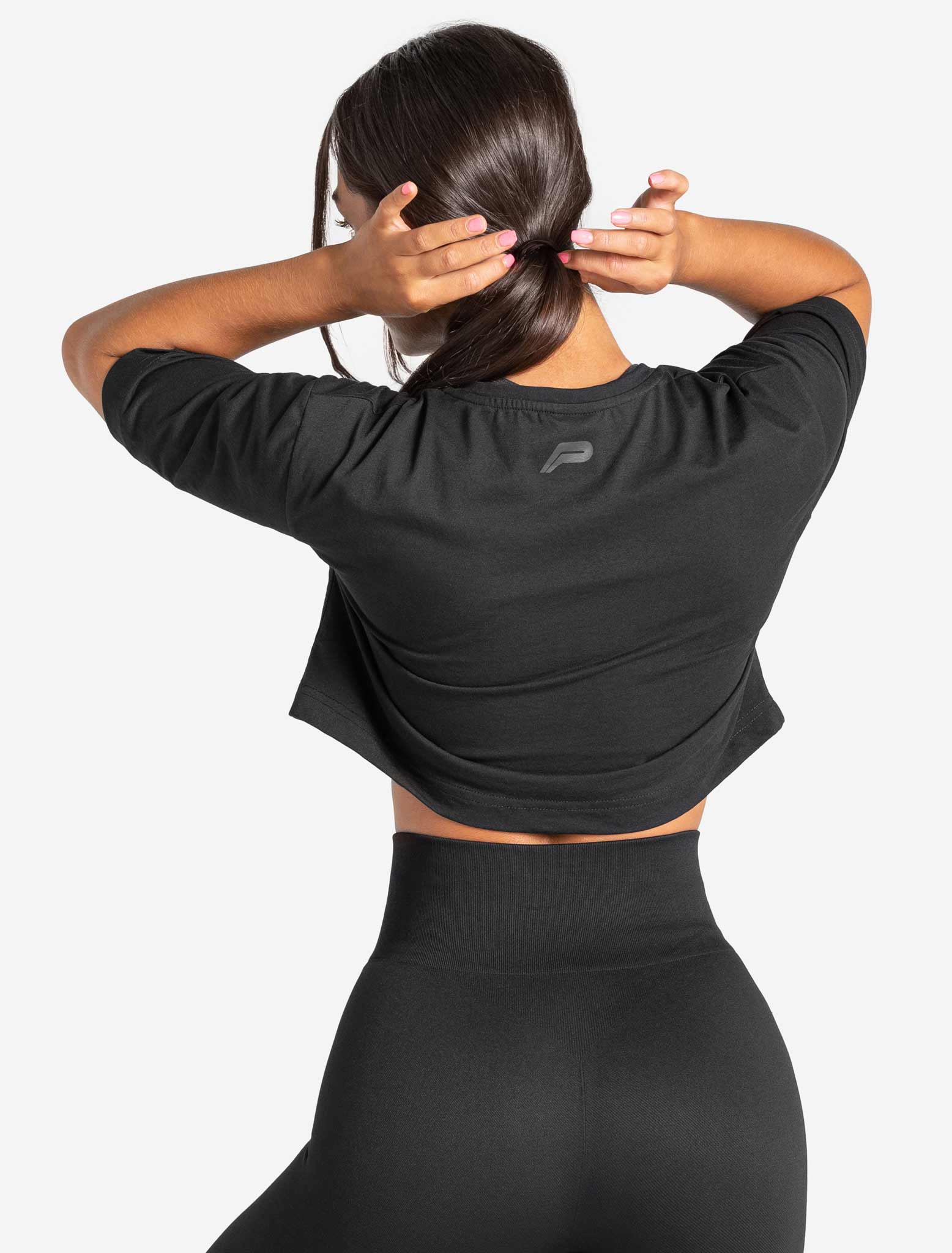 Oversized Crop T-Shirt - Black