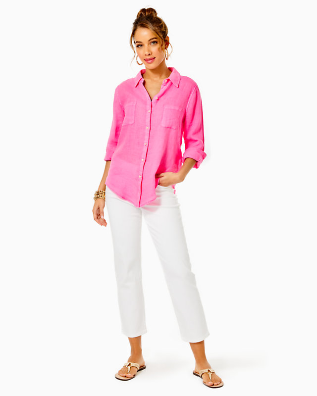 Sea View Linen Button Down Top | Lilly Pulitzer Outlet | Lilly Pulitzer Outlet - LillypulitzerOutlets