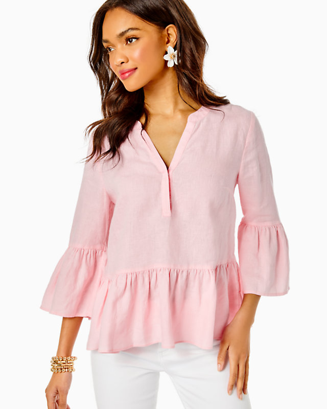 Bekah 3/4 Sleeve Linen Top | Lilly Pulitzer Outlet | Lilly Pulitzer Outlet - LillypulitzerOutlets