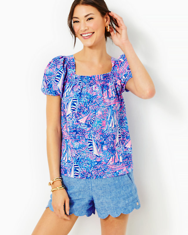 Keating Short Sleeve Linen Top | Lilly Pulitzer Outlet | Lilly Pulitzer Outlet - LillypulitzerOutlets