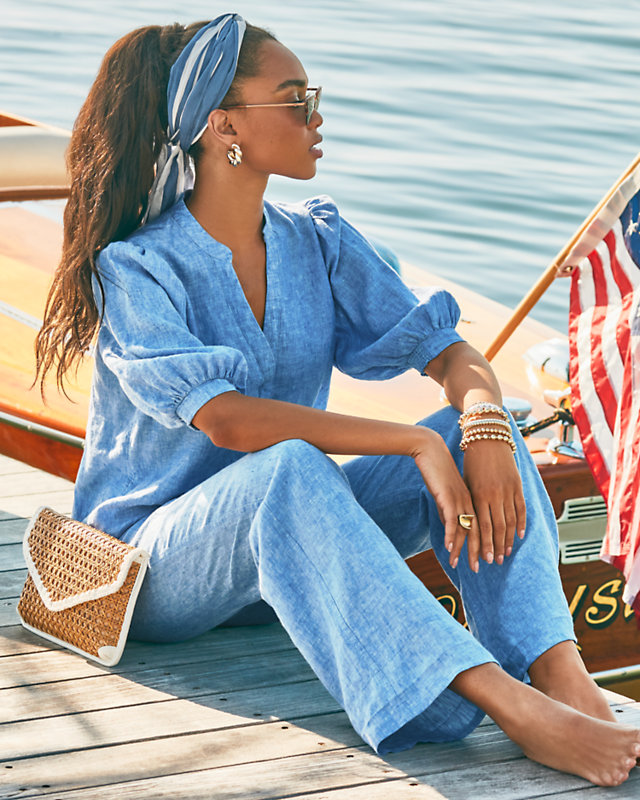 Mialeigh Elbow Sleeve Linen Top | Lilly Pulitzer Outlet | Lilly Pulitzer Outlet - LillypulitzerOutlets