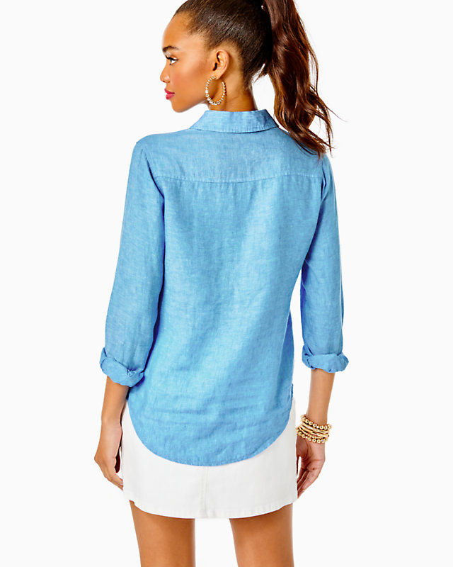Sea View Linen Button Down Top | Lilly Pulitzer Outlet - LillypulitzerOutlets