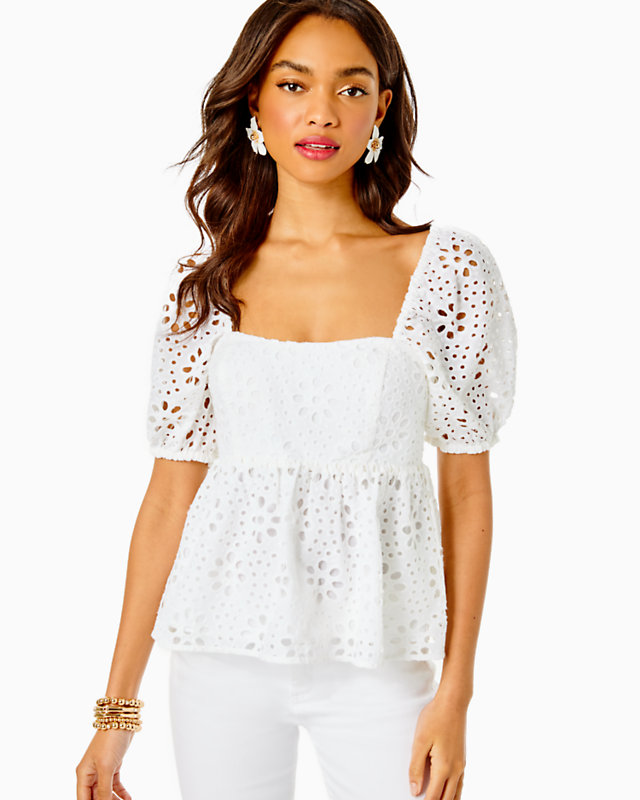 Kay Short Sleeve Eyelet Top | Lilly Pulitzer Outlet | Lilly Pulitzer Outlet - LillypulitzerOutlets