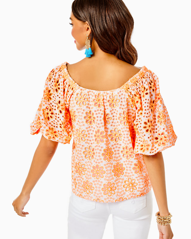 Kerrigan Elbow Sleeve Eyelet Top | Lilly Pulitzer Outlet | Lilly Pulitzer Outlet - LillypulitzerOutlets