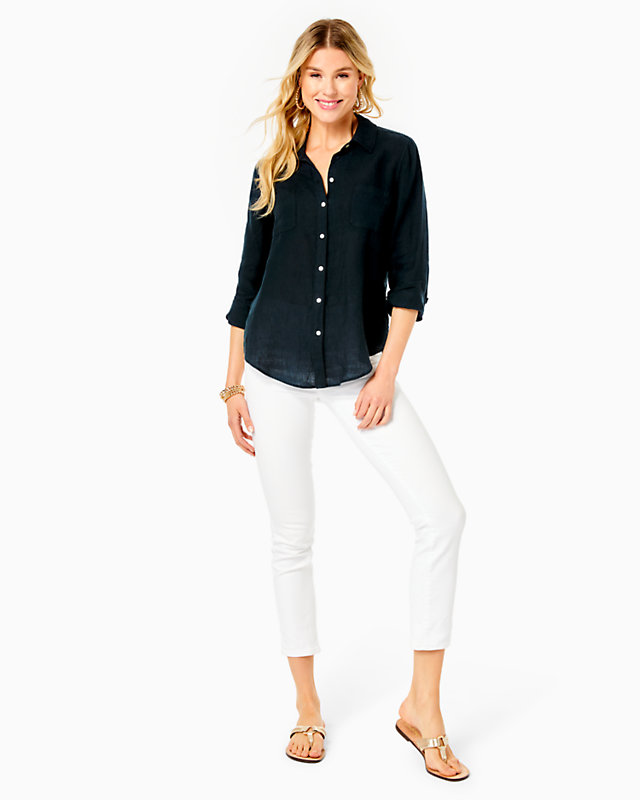 Sea View Linen Button Down Top | Lilly Pulitzer Outlet | Lilly Pulitzer Outlet - LillypulitzerOutlets