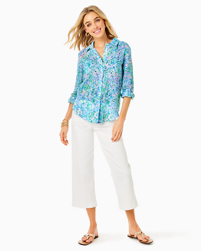 Sea View Linen Button Down Top | Lilly Pulitzer Outlet | Lilly Pulitzer Outlet - LillypulitzerOutlets