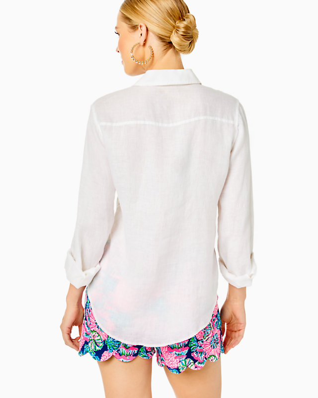 Sea View Linen Button Down Top | Lilly Pulitzer Outlet | Lilly Pulitzer Outlet - LillypulitzerOutlets