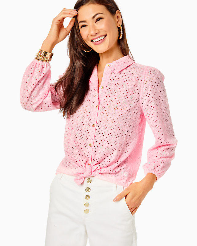 Sea Breeze Eyelet Button Down Top | Lilly Pulitzer Outlet | Lilly Pulitzer Outlet - LillypulitzerOutlets