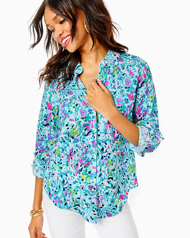 Sea View Linen Button Down Top | Lilly Pulitzer Outlet | Lilly Pulitzer Outlet - LillypulitzerOutlets