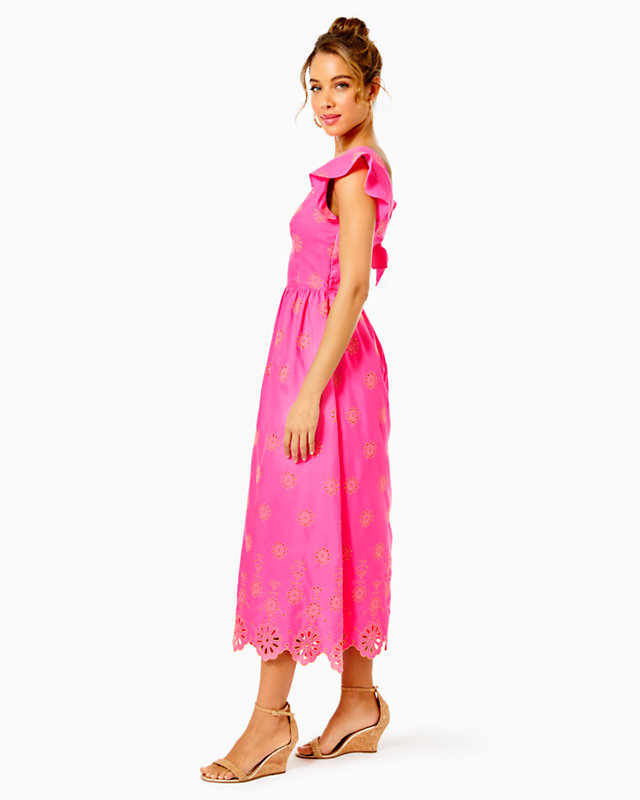 Lillyanne Flutter Sleeve Eyelet Midi Dress | Lilly Pulitzer Outlet - LillypulitzerOutlets