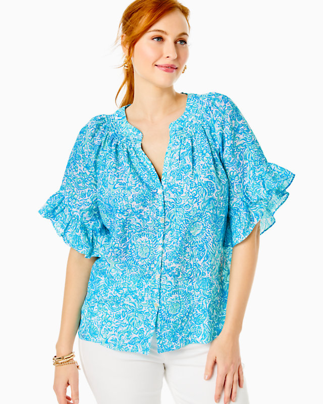 Tayla Short Sleeve Linen Top | Lilly Pulitzer Outlet - LillypulitzerOutlets