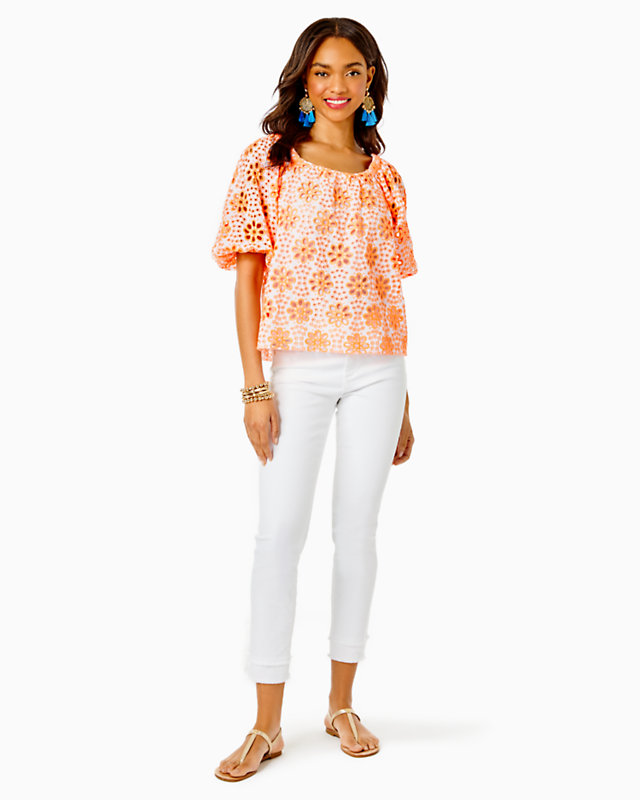 Kerrigan Elbow Sleeve Eyelet Top | Lilly Pulitzer Outlet | Lilly Pulitzer Outlet - LillypulitzerOutlets