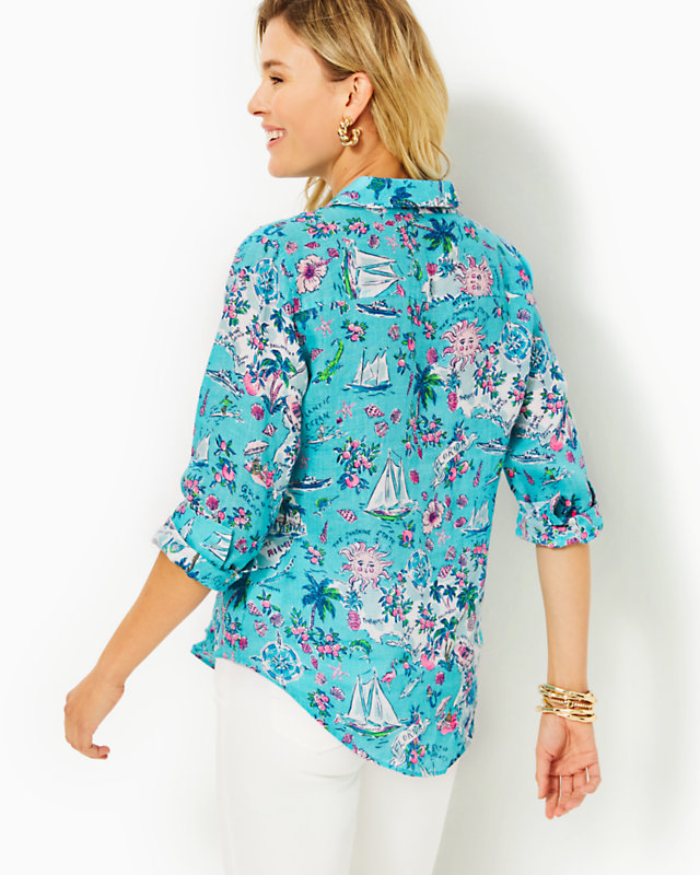 Sea View Linen Button Down Top | Lilly Pulitzer Outlet - LillypulitzerOutlets