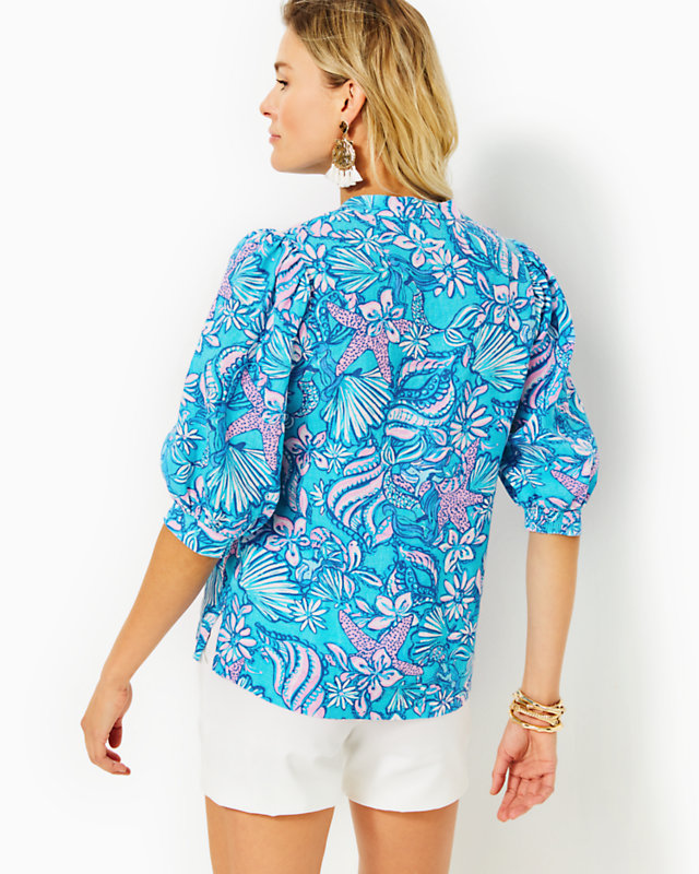 Mialeigh Elbow Sleeve Linen Top | Lilly Pulitzer Outlet | Lilly Pulitzer Outlet - LillypulitzerOutlets