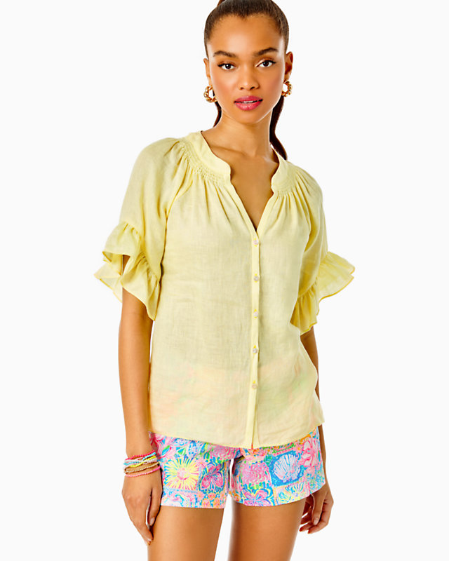 Tayla Short Sleeve Linen Top | Lilly Pulitzer Outlet | Lilly Pulitzer Outlet - LillypulitzerOutlets
