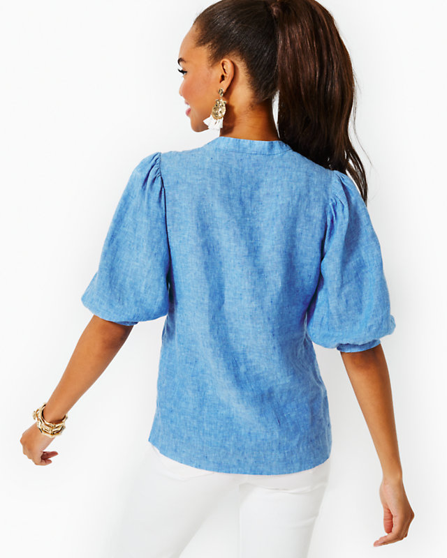 Mialeigh Elbow Sleeve Linen Top | Lilly Pulitzer Outlet | Lilly Pulitzer Outlet - LillypulitzerOutlets