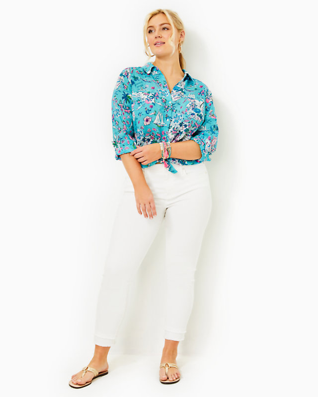 Sea View Linen Button Down Top | Lilly Pulitzer Outlet - LillypulitzerOutlets